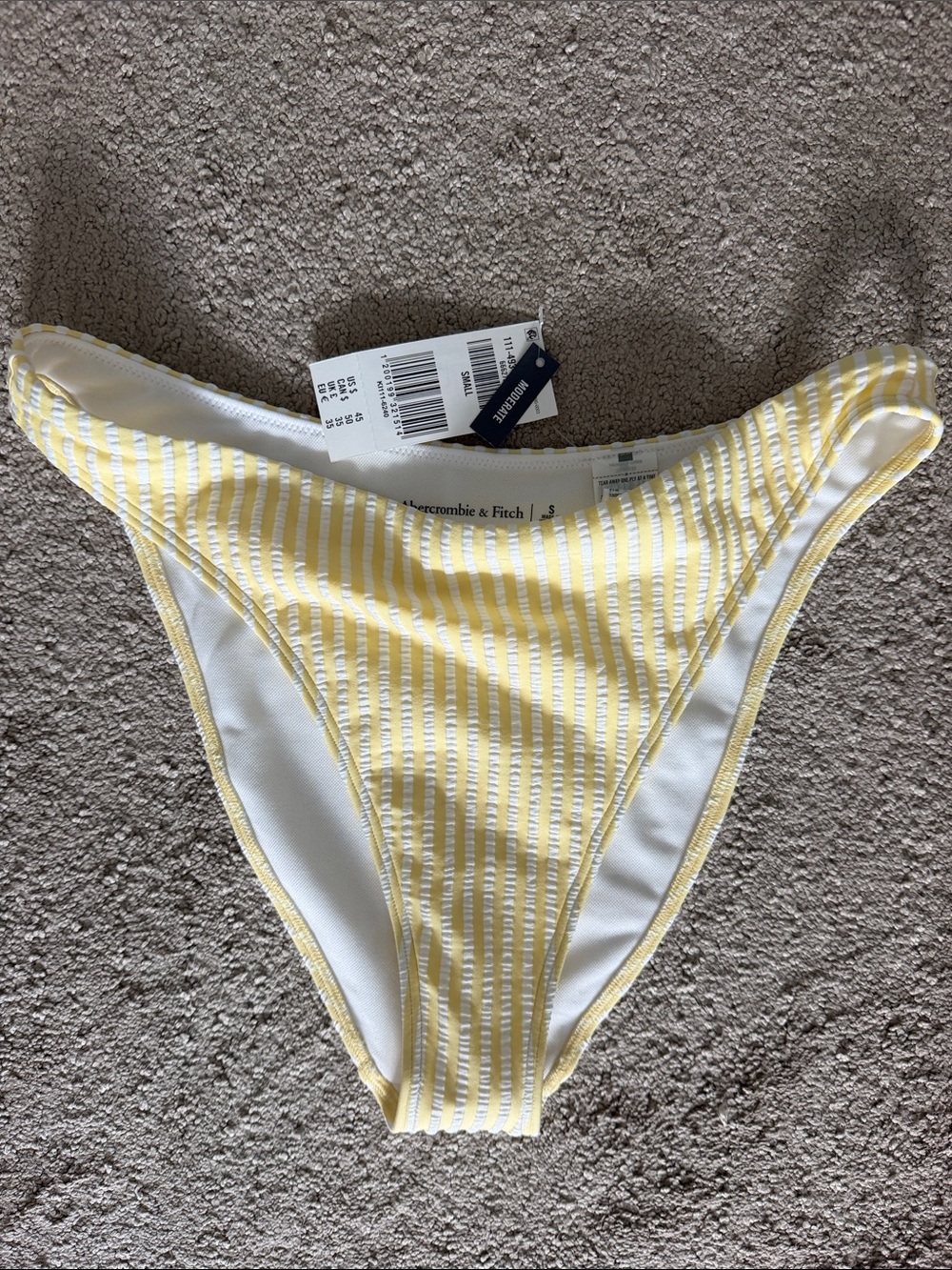 Abercrombie & Fitch Yellow and White Striped Women's Bikini Bottom